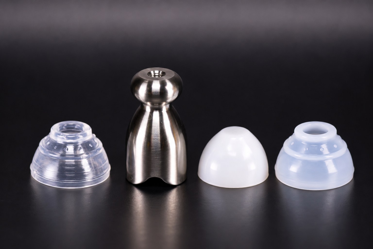 Stainless Steel P-tainer Kit: extended-length stainless P-tainer with stiff gripper, soft gripper and bulge.