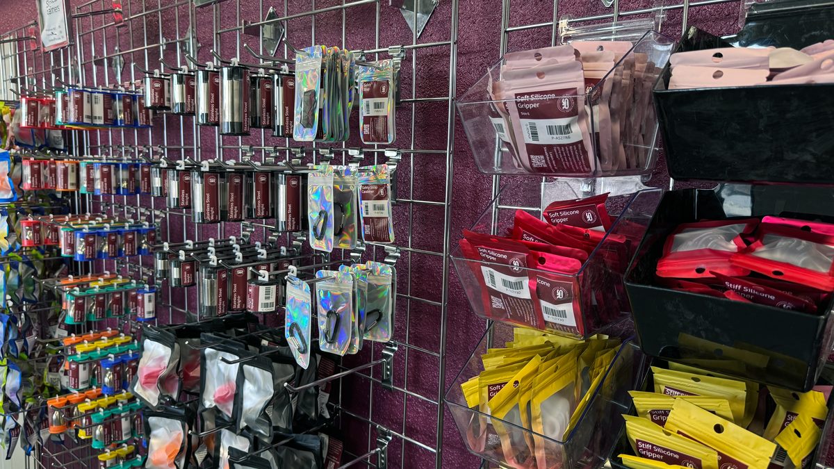 Wall display with full product selection ready for purchase