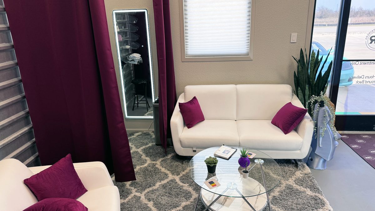 Private consultation sitting area with comfortable seating